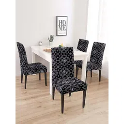 Aura Black & White 4 Pieces Printed Chair Covers-picture-20