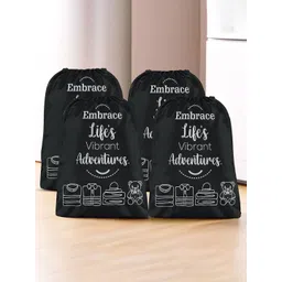 Aura Black & White 4 Pieces Printed Reusable Cloth Storage Bag Organisers-picture-21