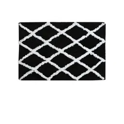 Aura Black & White Checked Rectangular 1850 GSM Anti Skid Bath Rug-picture-14