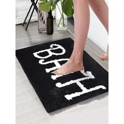 Aura Black & White Printed Rectangular 1850 GSM Microfiber Bath Rug-picture-42