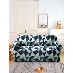 Aura Black & White Printed Stretchable Two Seater Sofa Cover-picture-30