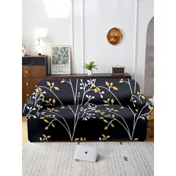 Aura Black & White Printed Three Seater Sofa Cover With Arms-picture-26