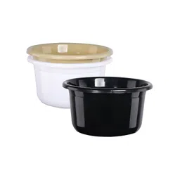 Aura Black & White Set Of 3 Solid Plastic Bath Accessories Set-picture-37