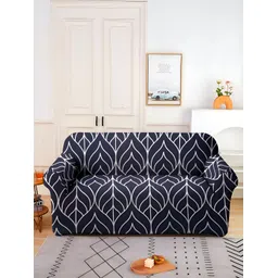 Aura Black & White Stretchable Printed 2 Seater Sofa Cover-picture-18
