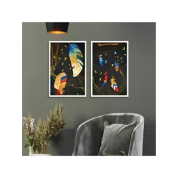 Aura Black & Yellow 2 Pieces Wooden Abstract Wall Art-picture-34