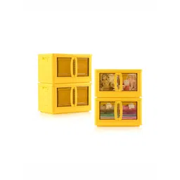 Aura Black & Yellow 4 Pieces Double Door Storage Box With Lid-picture-22