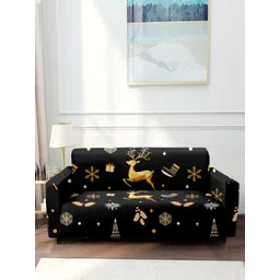 Aura Black & Yellow Printed 2-Seater Non-Slip Sofa Cover-picture-25