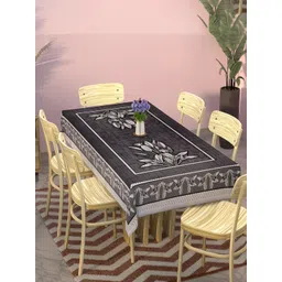 Aura Black Floral Cotton 6-Seater Table Cover with Embroidered details-picture-22