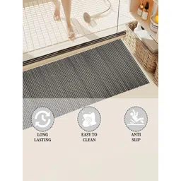 Aura Black Textured 110 GSM Anti-Slip Bath Rugs image 2