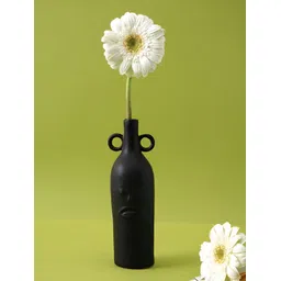 Aura Black Textured Face Ceramic Flower Vase-picture-23