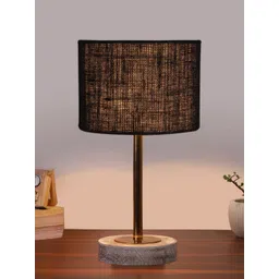 Aura Black Textured Wood Contemporary Cylindrical Shaped Table Lamp-picture-28