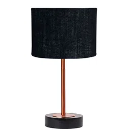 Aura Black Textured Wood Industrial Cylindrical Shaped Table Lamp-picture-27