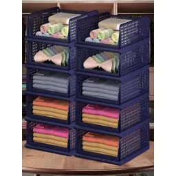 Aura Blue 10 Pieces Storage Wardrobe Organizers for Almirah-picture-34