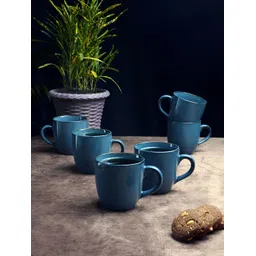 Aura Blue 6 Pieces Ceramic Glossy Mugs-picture-20