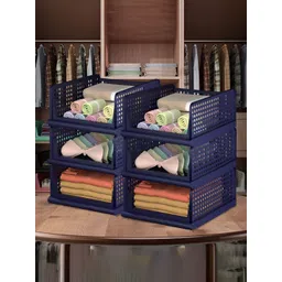 Aura Blue 6 Pieces Storage Wardrobe Organizers for Almirah-picture-28