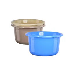 Aura Blue & Beige 3 piece Solid Plastic Bath Accessories Set-picture-20