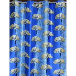 Aura Blue & Beige Set of 2 Floral Room Darkening Door Curtain image 3