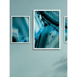 Aura Blue & Black 3 Pieces Paper Wall Paintings-picture-24