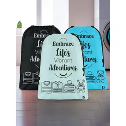 Aura Blue & Black 3 Pieces Printed Foldable Laundry Bags-picture-20