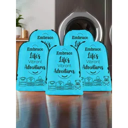 Aura Blue & Black 5 Pieces Printed Reusable Cloth Storage Bag Organisers-picture-34