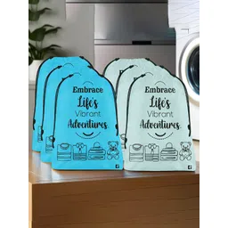 Aura Blue & Black 6 Pieces Printed Foldable Laundry Bags-picture-36