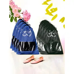 Aura Blue & Black Pack Of 8 Printed Water Resistant Shoes Organisers-picture-39