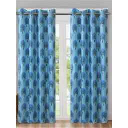 Aura Blue & Green 2 Pieces Floral Door Curtain-picture-31