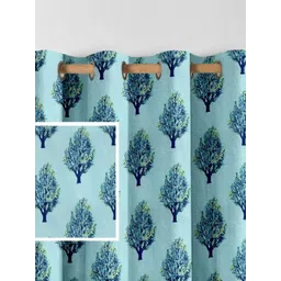 Aura Blue & Green 2 Pieces Floral Printed Long Door Curtain-picture-41