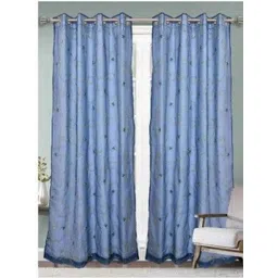 Aura Blue And Green Floral Embroidered Window Curtain-image-26