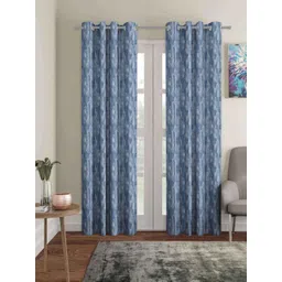 Aura Blue & Grey 2 Pieces Abstract Printed Room Darkening Door Curtains-picture-39