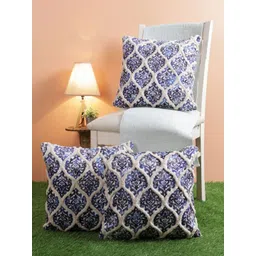 Aura Blue & Grey 3 Pieces Ethnic Motifs Square Cushion Covers-picture-42
