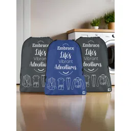 Aura Blue & Grey 3 Pieces Printed Foldable Laundry Bags-picture-34