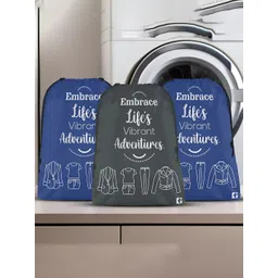 Aura Blue & Grey 3 Pieces Printed Foldable Laundry Bags-picture-43