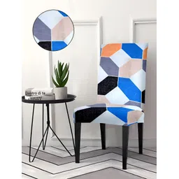 Aura Blue & Grey 6Pcs Printed Stretchable Chair Covers-picture-28