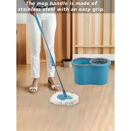 Aura Blue & Grey Extendable Spin Mopping Bucket Bathroom Accessories image 5
