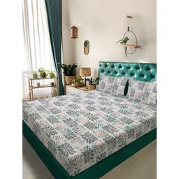 Aura Blue & Grey Geometric Printed 300 TC Super King Bedsheet Set 2.7 m x 2.7 m-picture-33