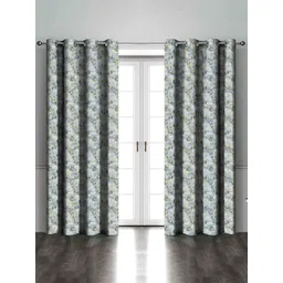 Aura Blue & Grey Set Of 2 Blue Geometric Door Curtain-picture-46