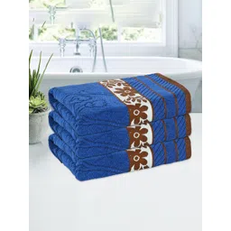 Aura Blue & Maroon 3 Pieces Printed Cotton 150 GSM Bath Towels-picture-42