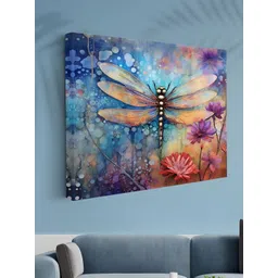 Aura Blue & Purple Dragonfly Printed Canvas Wall Art-picture-11