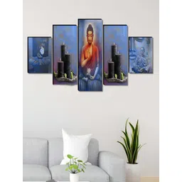 Aura Blue & Red 5 Piece Wood Religious Wall Paintings-picture-40