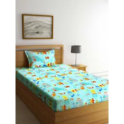 Aura Blue & Red Cartoon Characters Printed 350 TC Single Bedsheet Set 2.15 m x 1.50 m-picture-24
