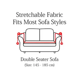 Aura Blue & Red Stretchable Printed 2 Seater Sofa Cover image 4