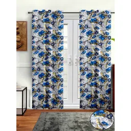 Aura Blue & White 2 Pieces Abstract Printed Long Door Curtain-picture-32