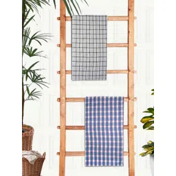 Aura Blue & White 2 Pieces Printed Cotton 210 GSM Bath Towel-picture-20