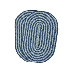 Aura Blue & White 2 Pieces Self-Designed Cotton Anti Slip Doormats-picture-34