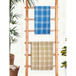 Aura Blue & White 3 Pieces Printed Cotton 210 GSM Bath Towel-picture-13