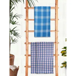 Aura Blue & White 3 Pieces Printed Cotton 210 GSM Premium Absorbent Bath Towels-picture-33