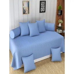 Aura Blue & White 8 Pieces Striped Diwan Set-picture-25