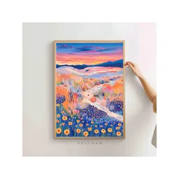 Aura Blue & White Floral and Botanical Wooden Wall Frame-image-16