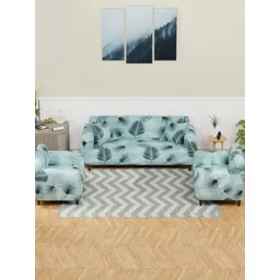 Aura Blue Printed Polyester 1 Piece Sofa Cover With Arms-picture-17